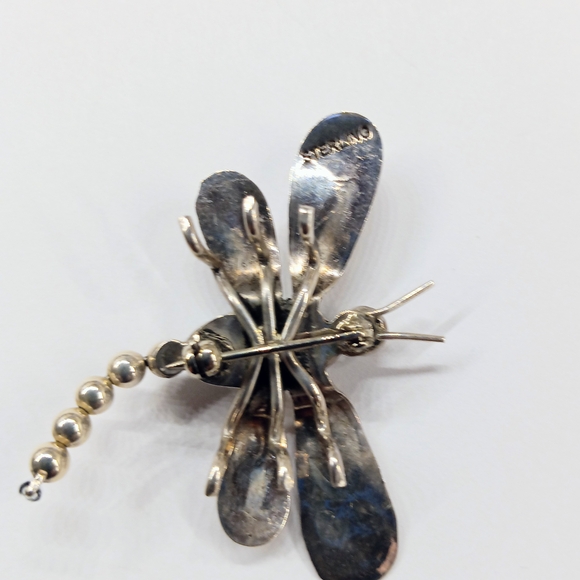 Sterling Silver Turquoise Dragonfly Brooch - Picture 4 of 6